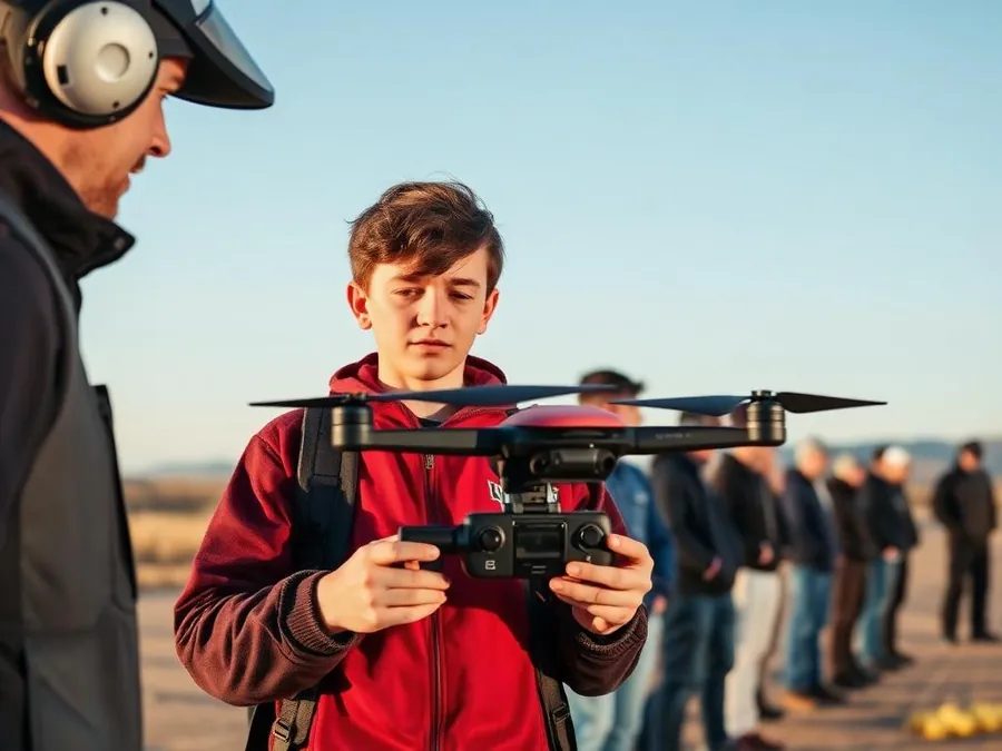 Trainee pilot with a controller while an instructor supervises and others wait